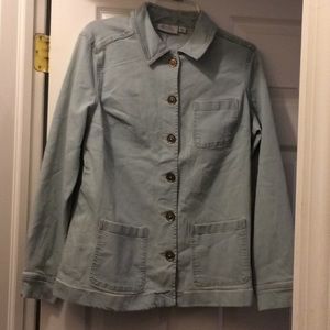 Bleached denim buttoned denim jacket